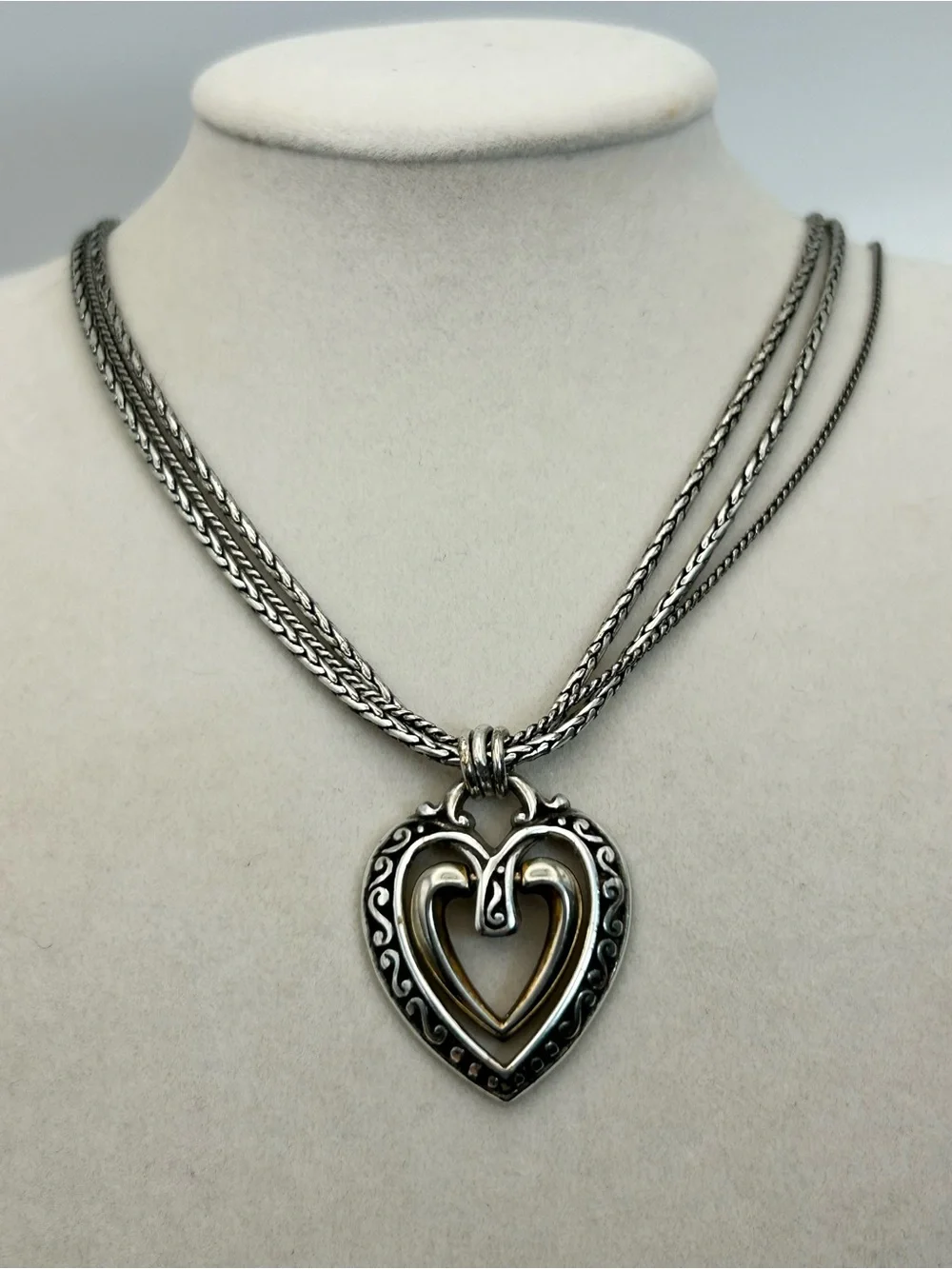 Brighton Ellington Heart Pendant Necklace Silver Plated 18